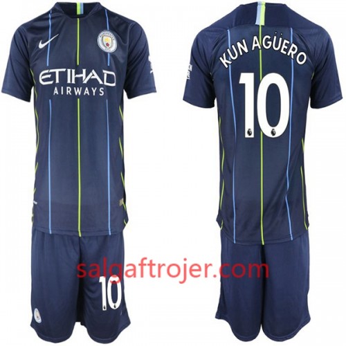 Manchester City Fodboldtrøjer Aguero 10 Børn Udebanesæt 2018/19 Kort ærmer Manchester City Fodboldtrøjer Aguero 10 Børn Udebanesæt 2018/19 Kort ærmer